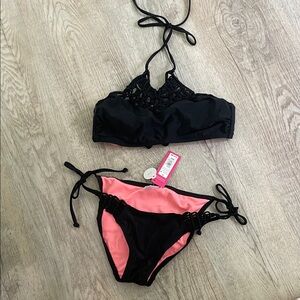 Xhilaration Black and Pink Bikini Set